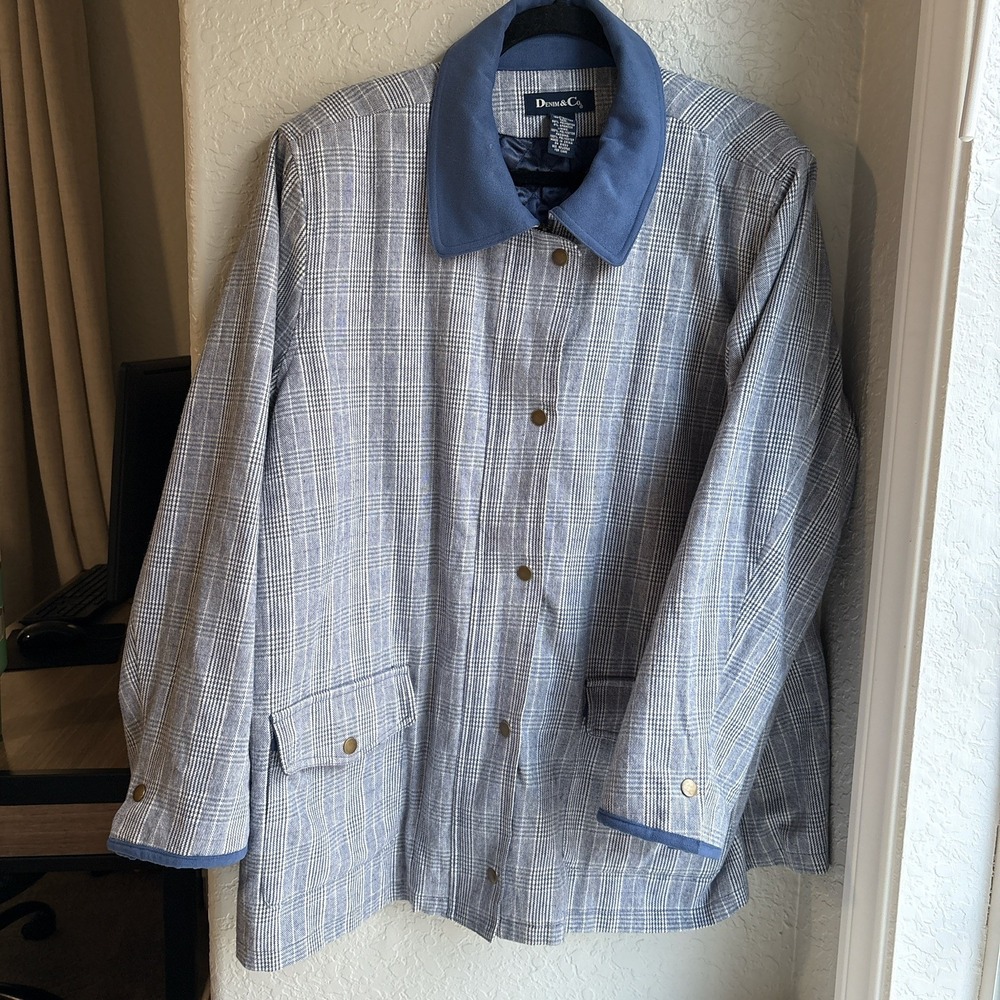 Women's XXL Plaid Chore Coat‎ Quilted Lining Zip & Snap Closure Collar